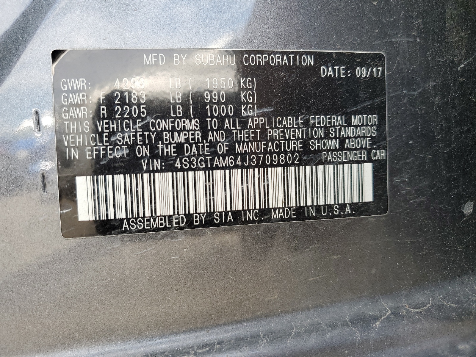 4S3GTAM64J3709802 2018 Subaru Impreza Sport