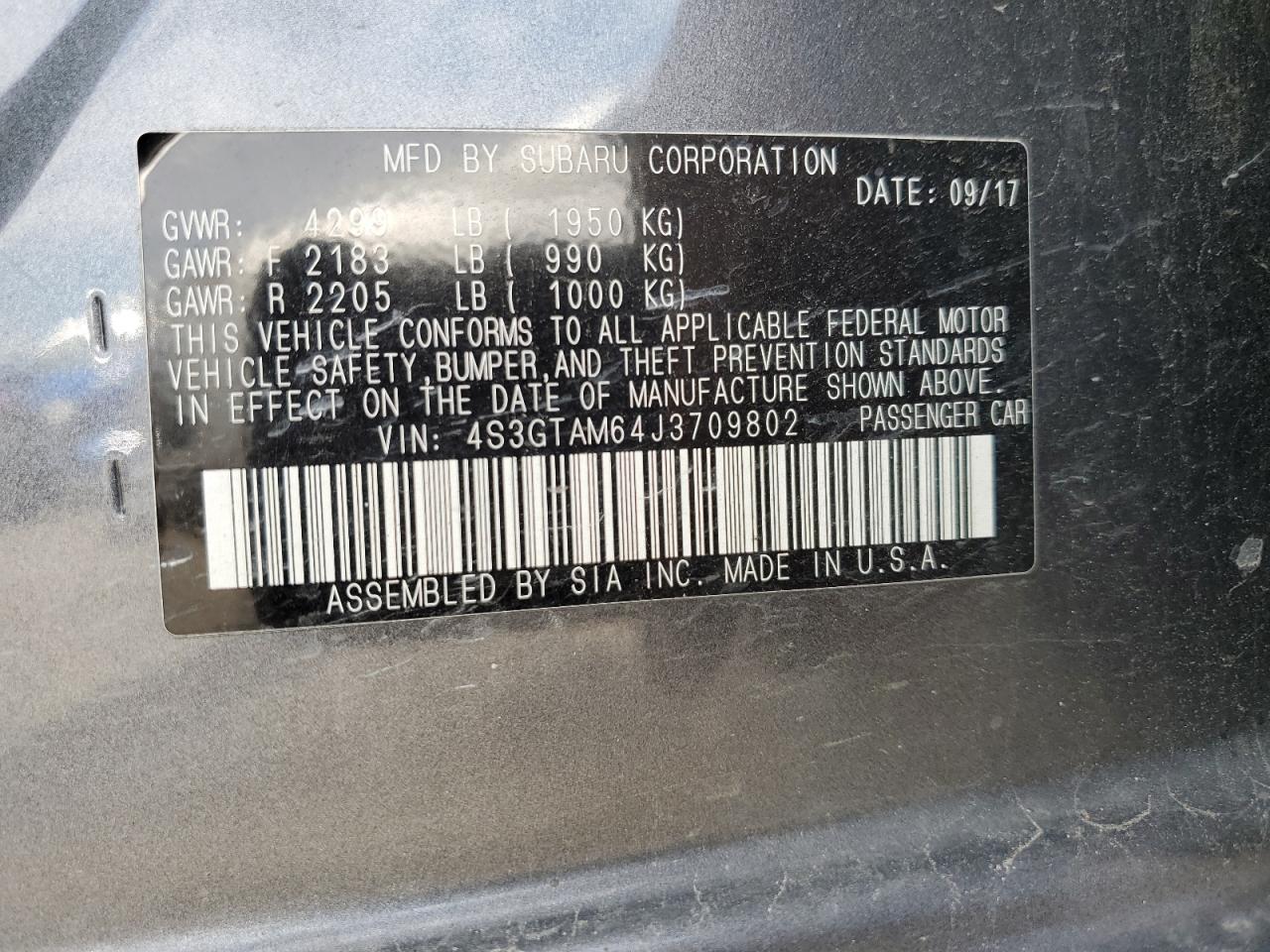 2018 Subaru Impreza Sport VIN: 4S3GTAM64J3709802 Lot: 62538644