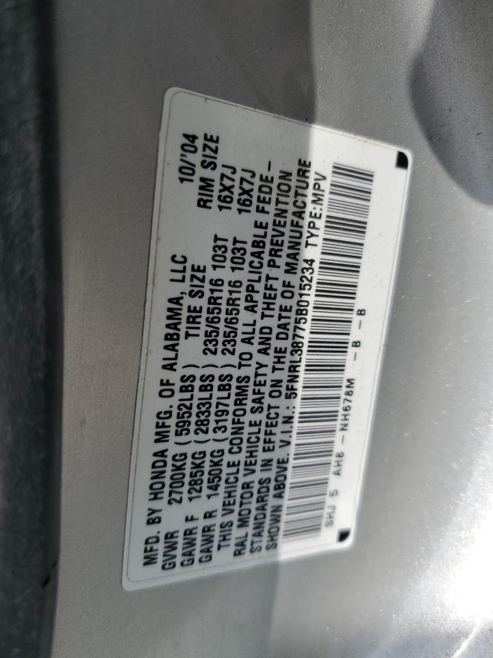2005 Honda Odyssey Exl VIN: 5FNRL38775B015234 Lot: 65159584