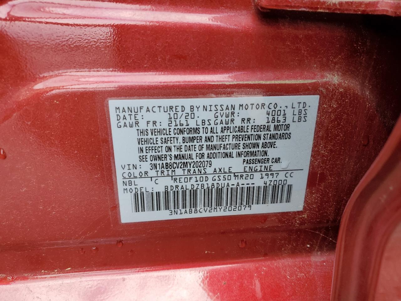 2021 Nissan Sentra Sv VIN: 3N1AB8CV2MY202079 Lot: 63092634