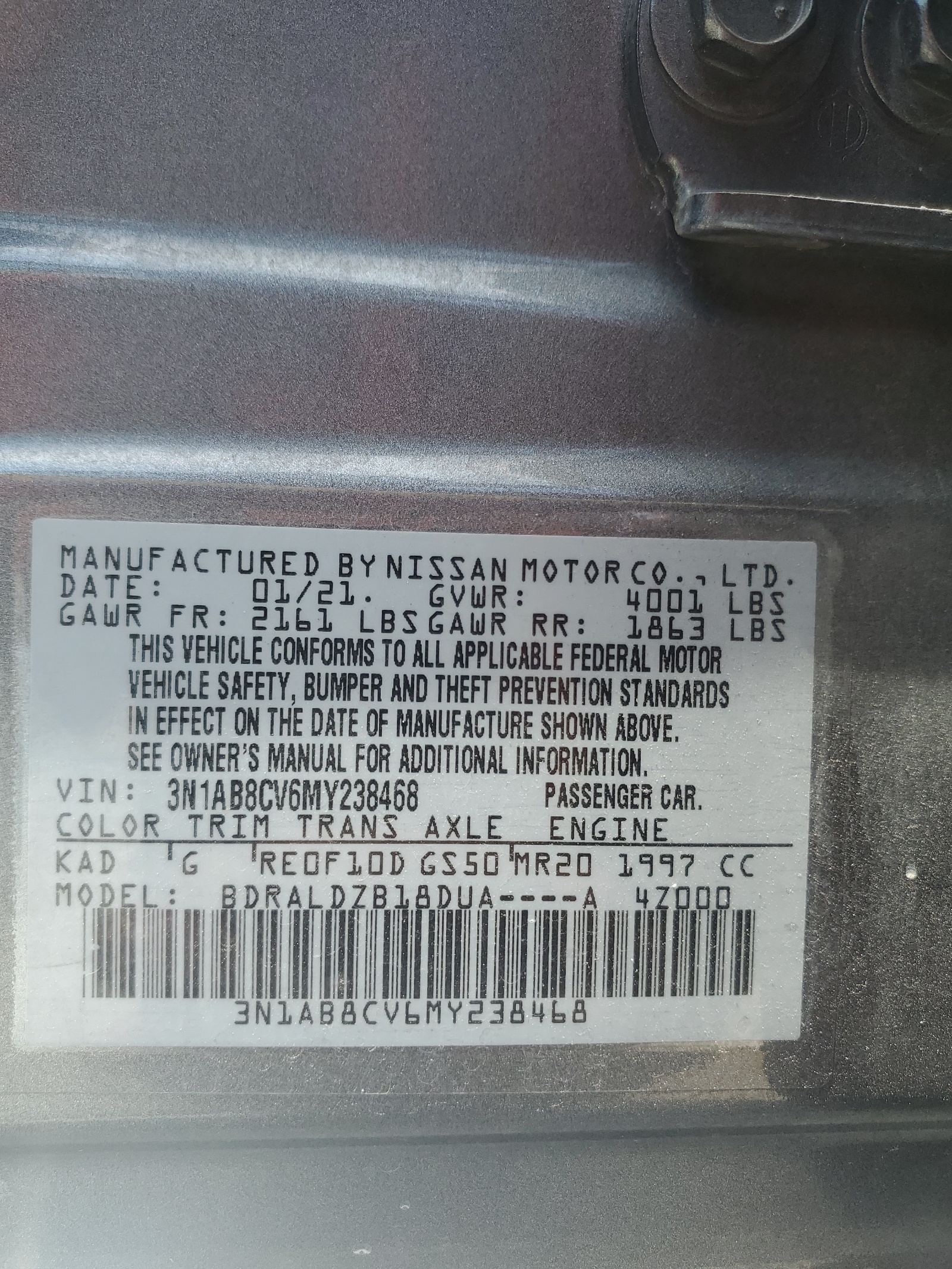 3N1AB8CV6MY238468 2021 Nissan Sentra Sv