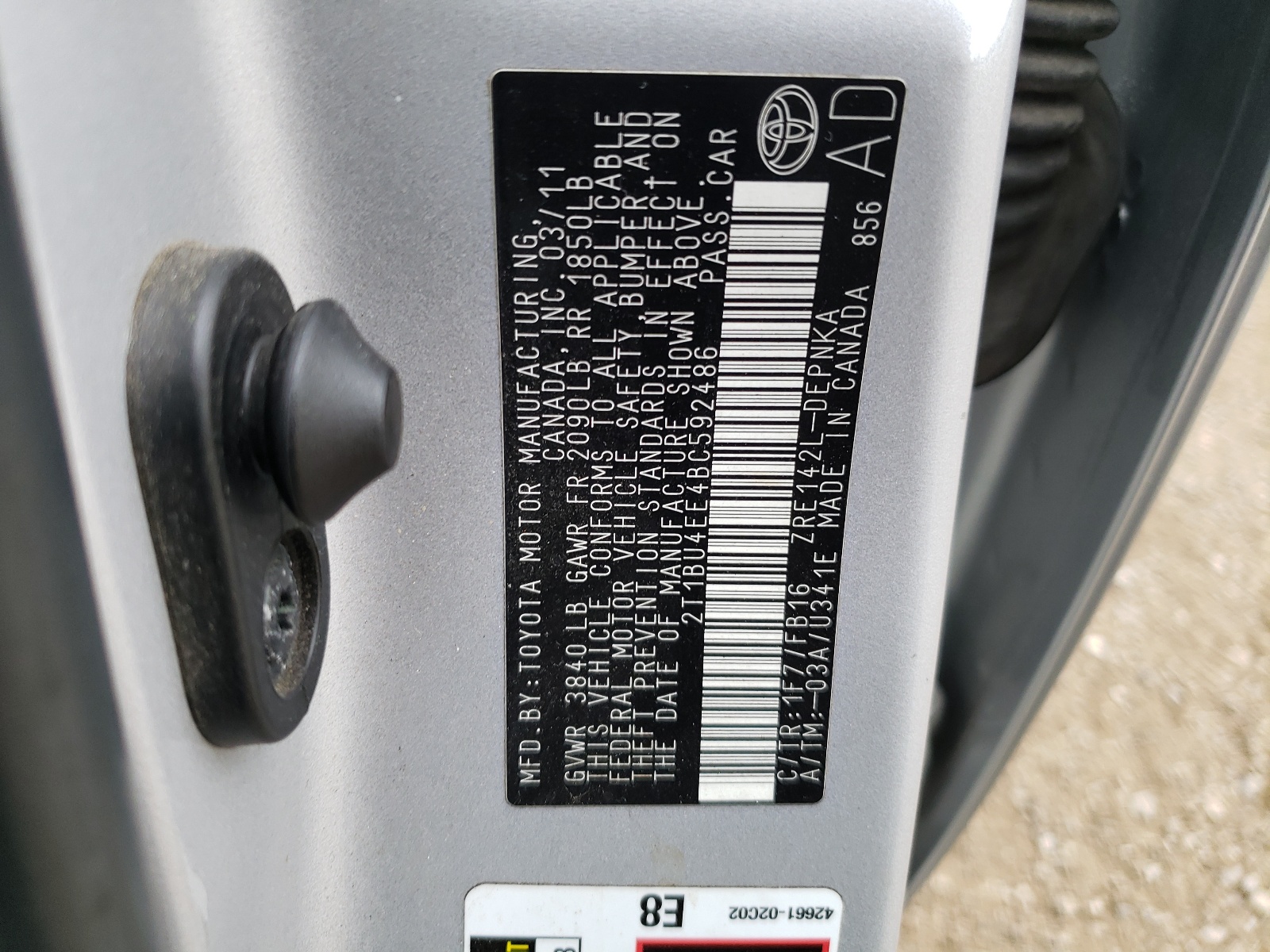 2T1BU4EE4BC592486 2011 Toyota Corolla Base