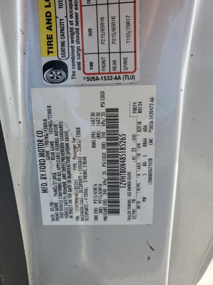 2008 Ford Mustang VIN: 1ZVHT80N485185265 Lot: 64239814