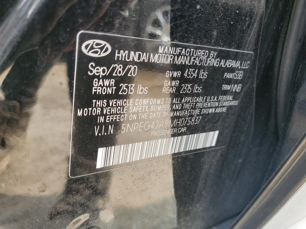 5NPEG4JA9MH075837 2021 Hyundai Sonata Se