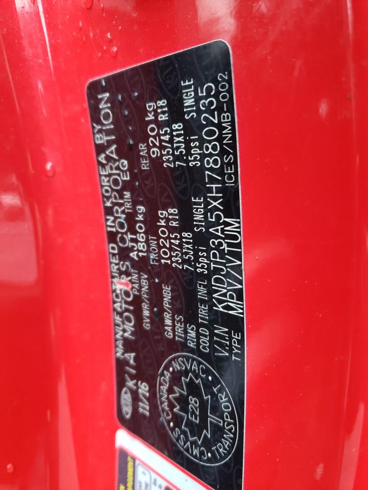 2017 Kia Soul + VIN: KNDJP3A5XH7880235 Lot: 61989014