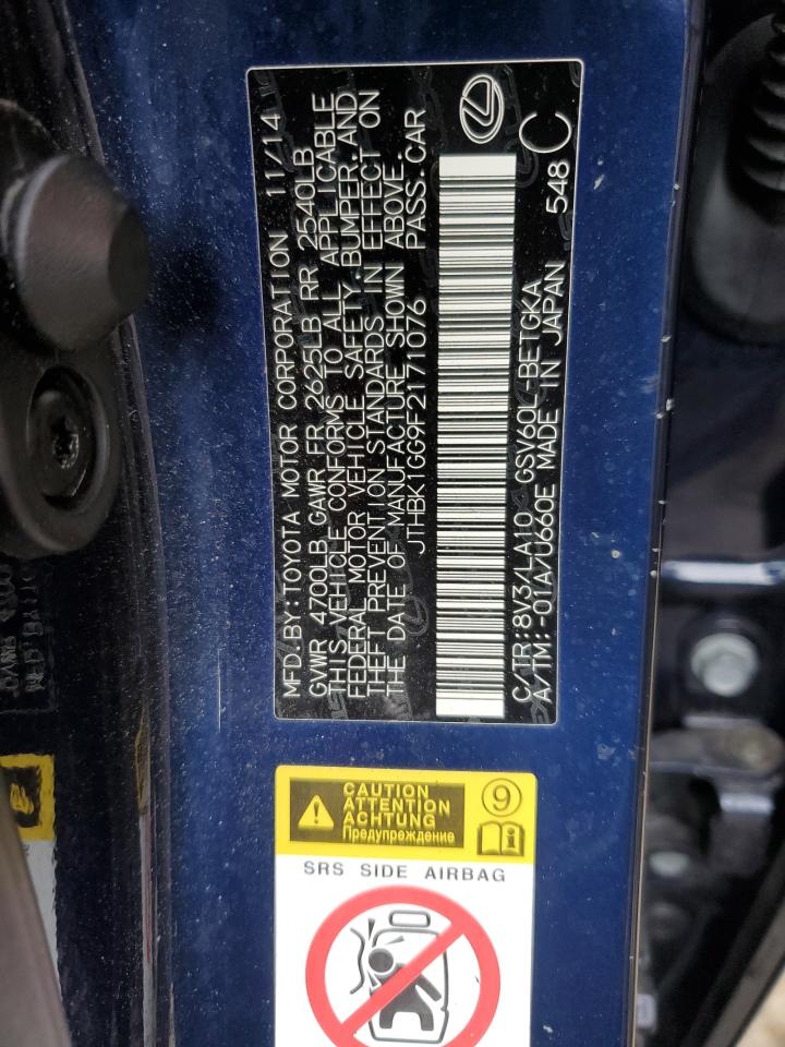 2015 Lexus Es 350 VIN: JTHBK1GG9F2171076 Lot: 64075504