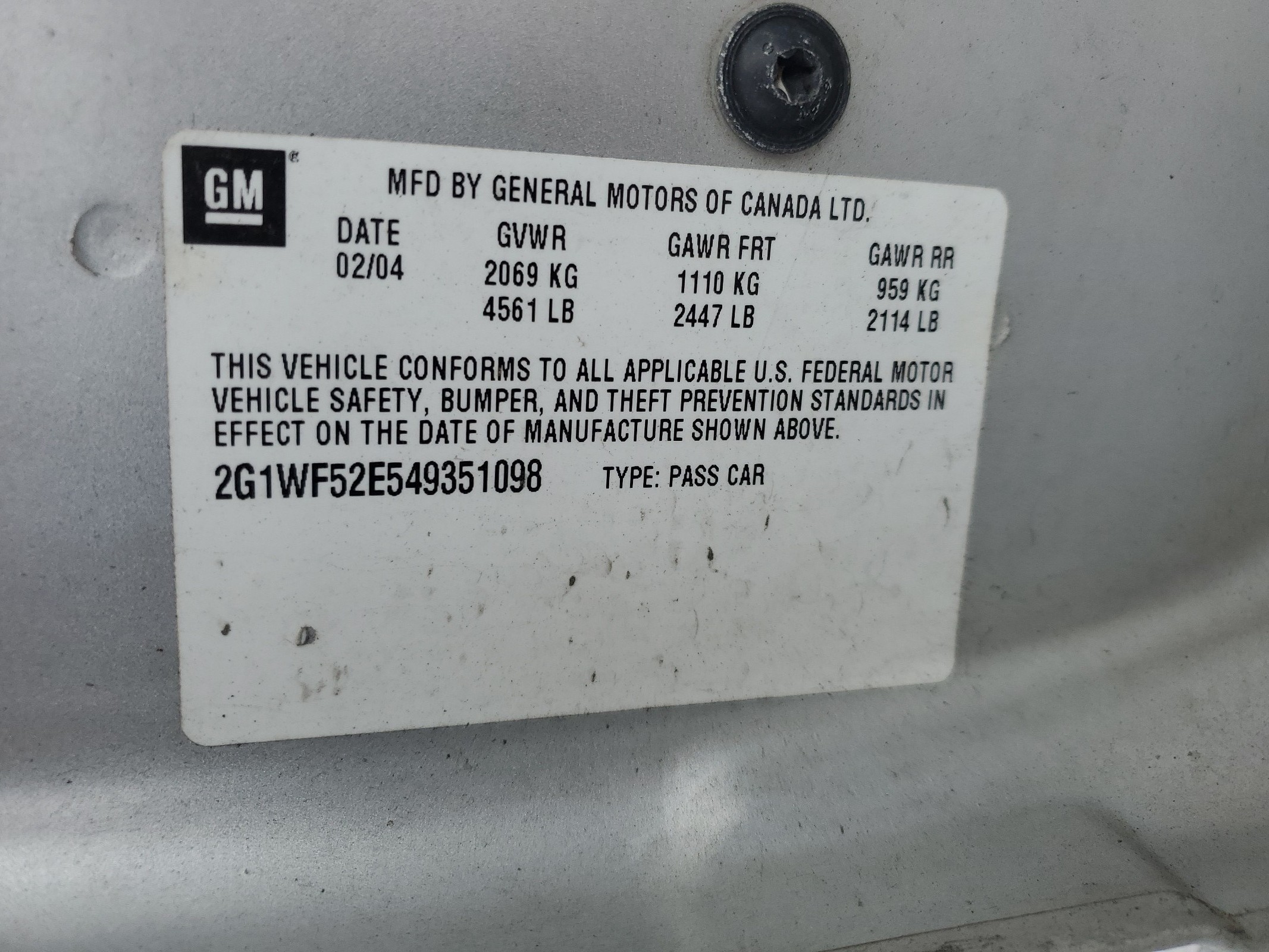 2G1WF52E549351098 2004 Chevrolet Impala