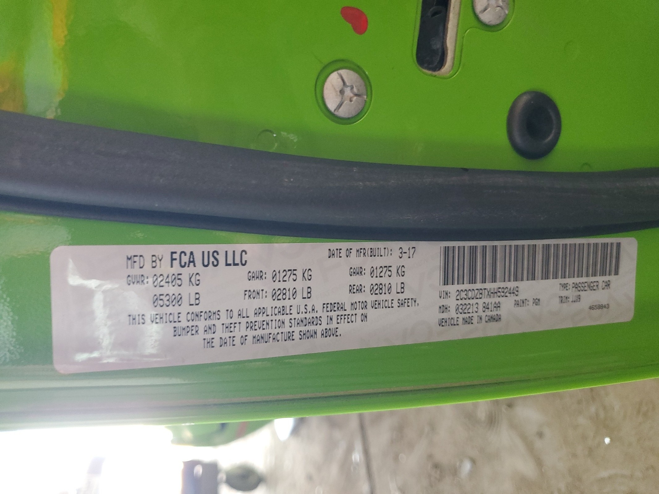 2C3CDZBTXHH592449 2017 Dodge Challenger R/T