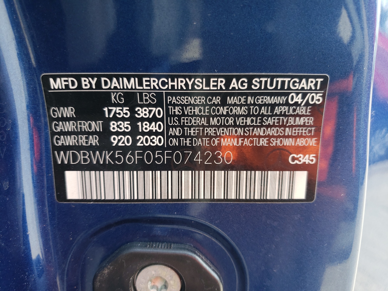 WDBWK56F05F074230 2005 Mercedes-Benz Slk 350