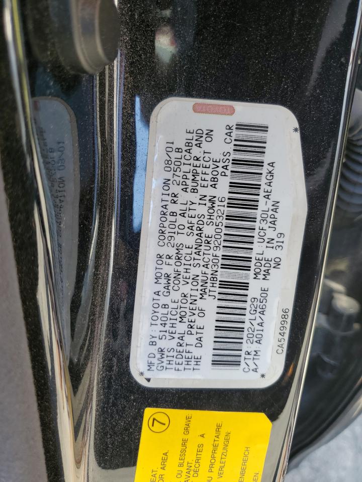 2002 Lexus Ls 430 VIN: JTHBN30F920053216 Lot: 62297294