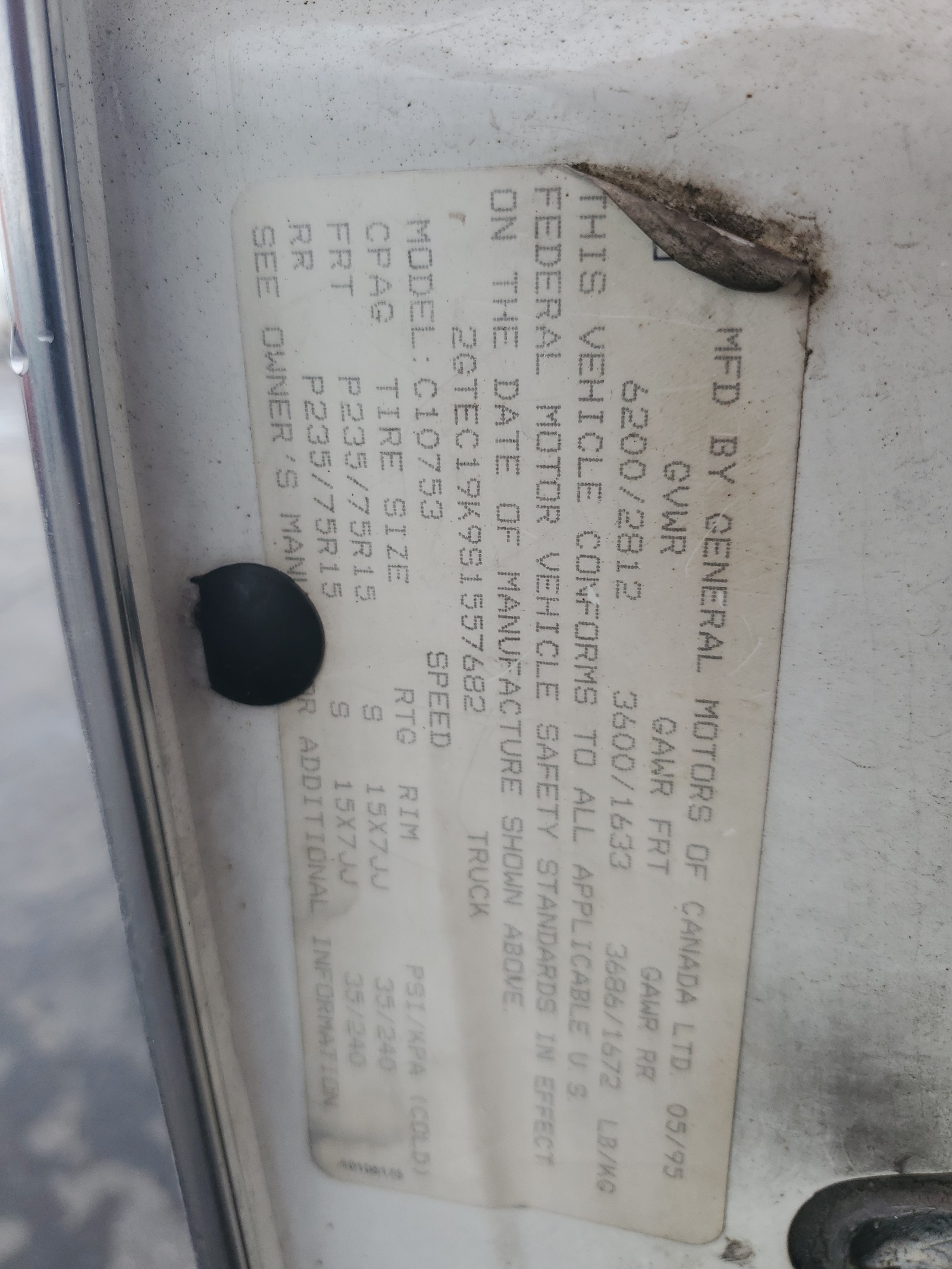 2GTEC19K9S1557682 1995 GMC Sierra C1500