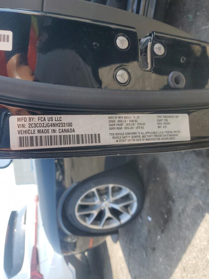 2022 Dodge Challenger Gt VIN: 2C3CDZJG4NH233100 Lot: 64440094