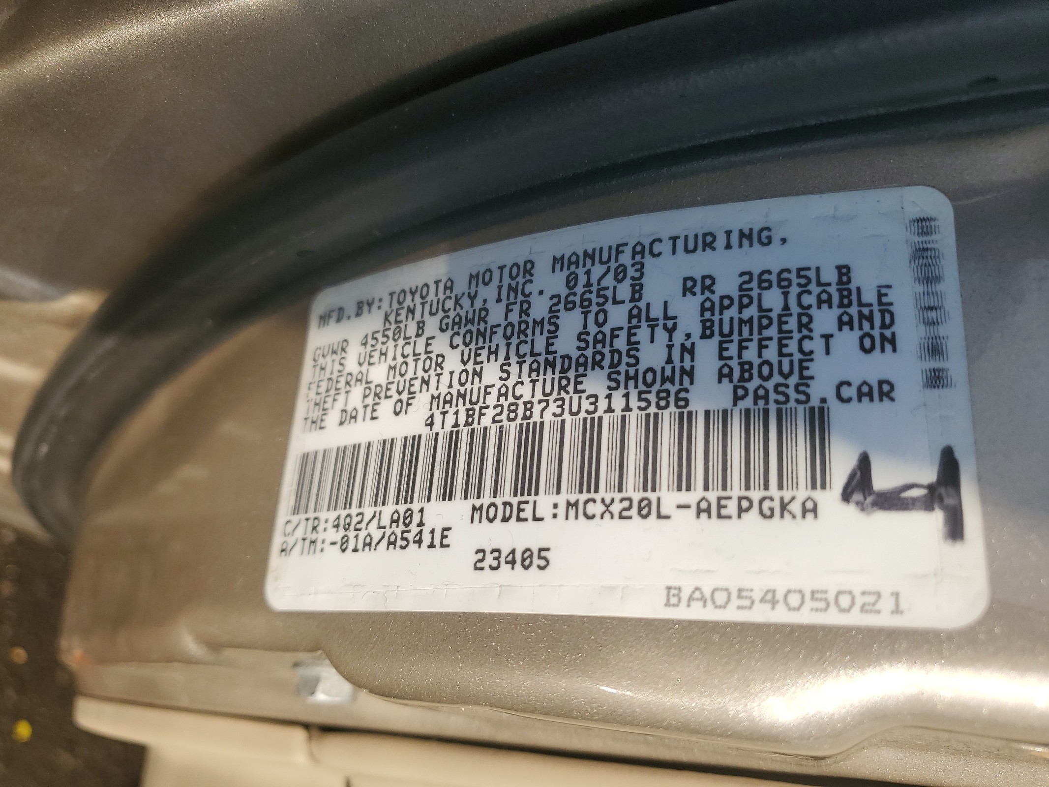 4T1BF28B73U311586 2003 Toyota Avalon Xl