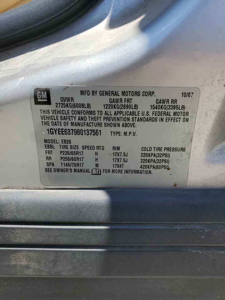 2008 Cadillac Srx VIN: 1GYEE637980137561 Lot: 61950414