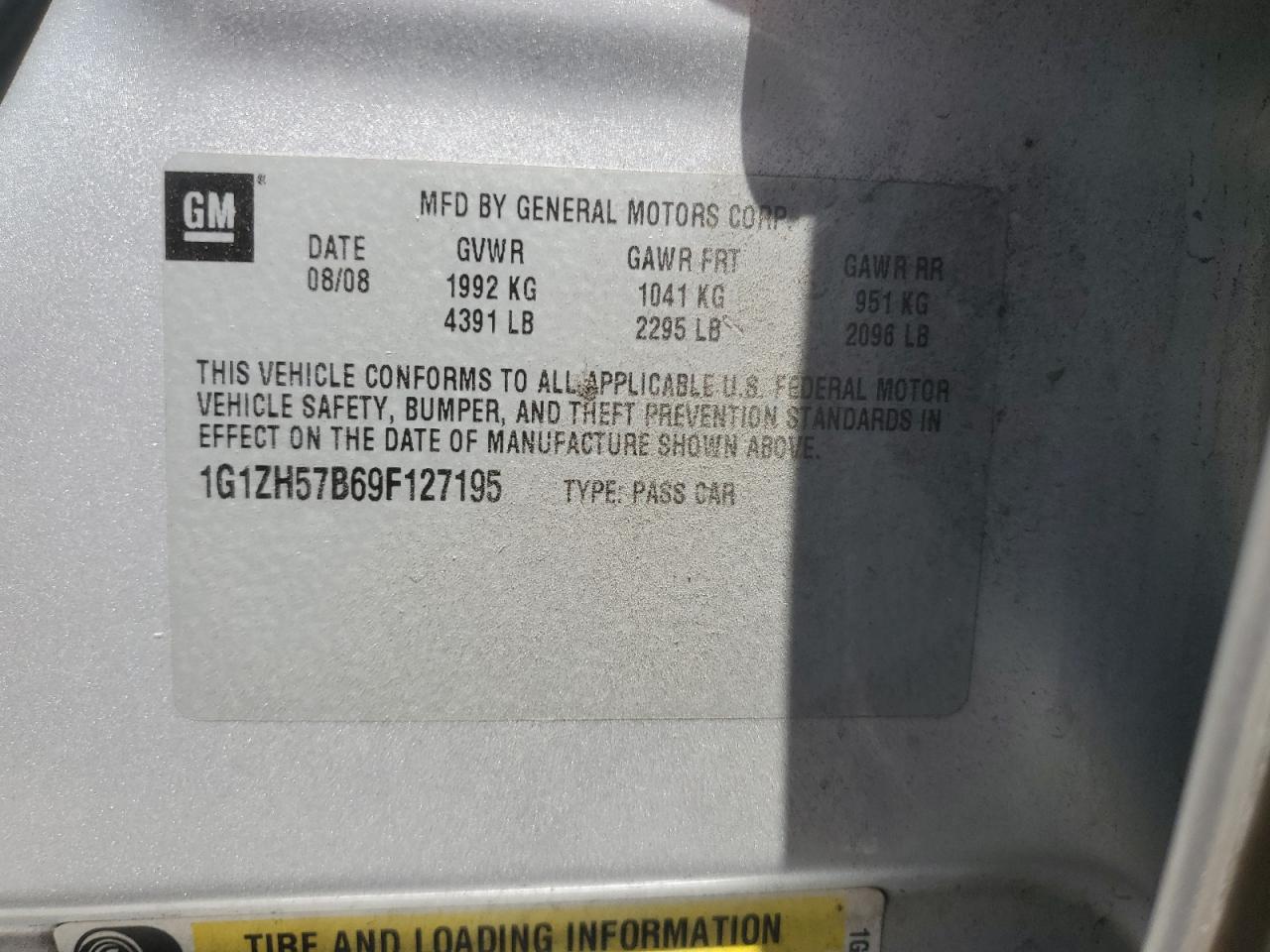 2009 Chevrolet Malibu 1Lt VIN: 1G1ZH57B69F127195 Lot: 65065904