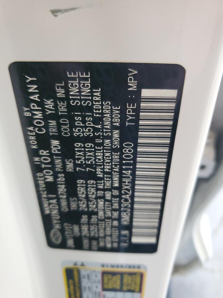 2017 Hyundai Tucson Limited VIN: KM8J3CA2XHU411080 Lot: 63973184