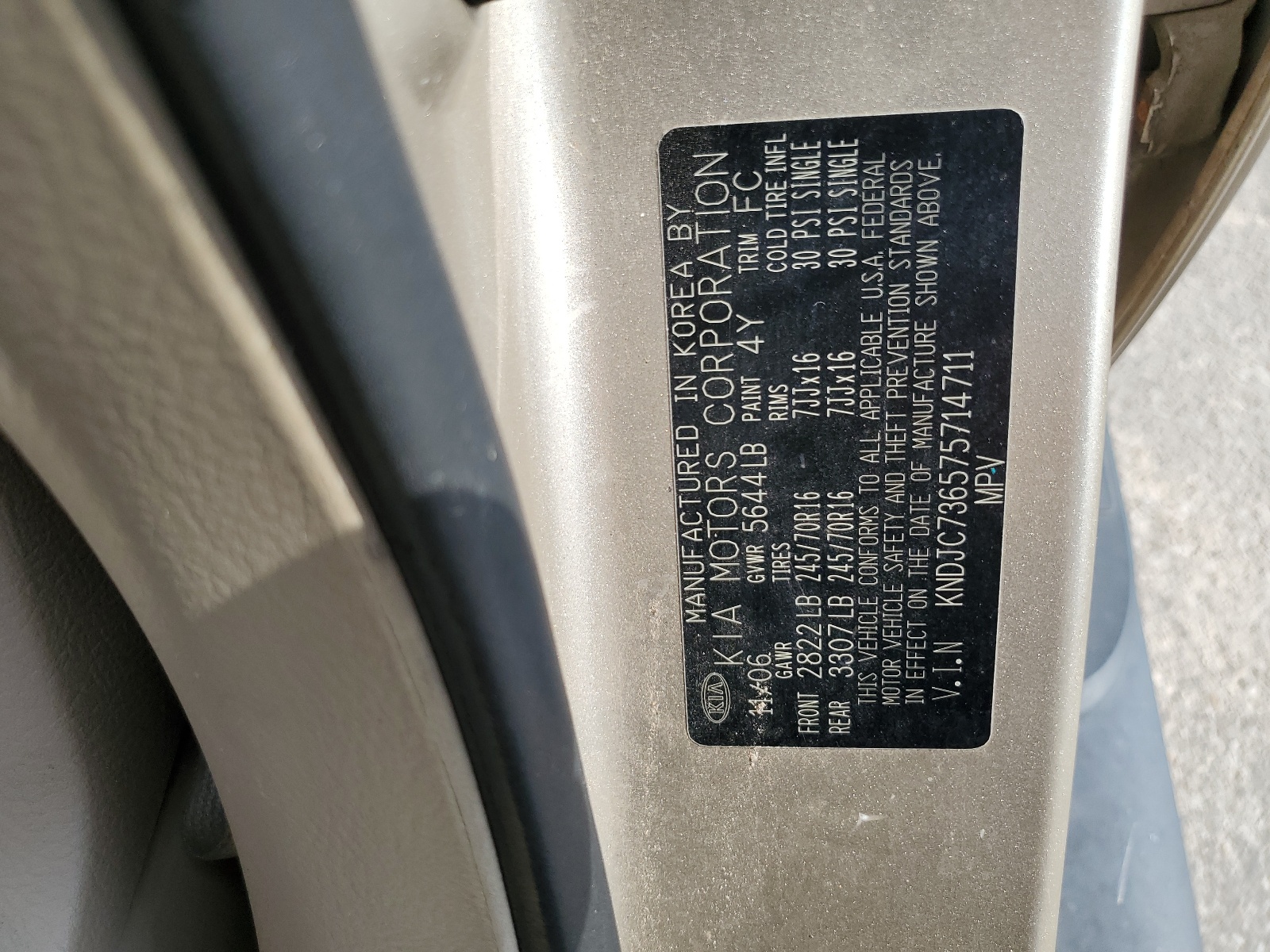 KNDJC736575714711 2007 Kia Sorento Ex