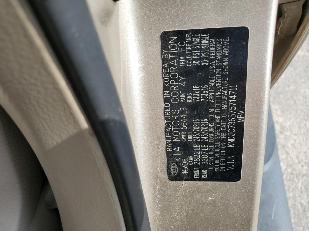 2007 Kia Sorento Ex VIN: KNDJC736575714711 Lot: 64487404