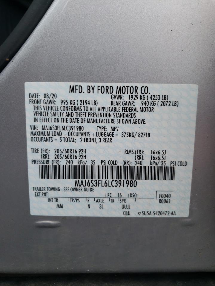 2020 Ford Ecosport S VIN: MAJ6S3FL6LC391980 Lot: 62432084