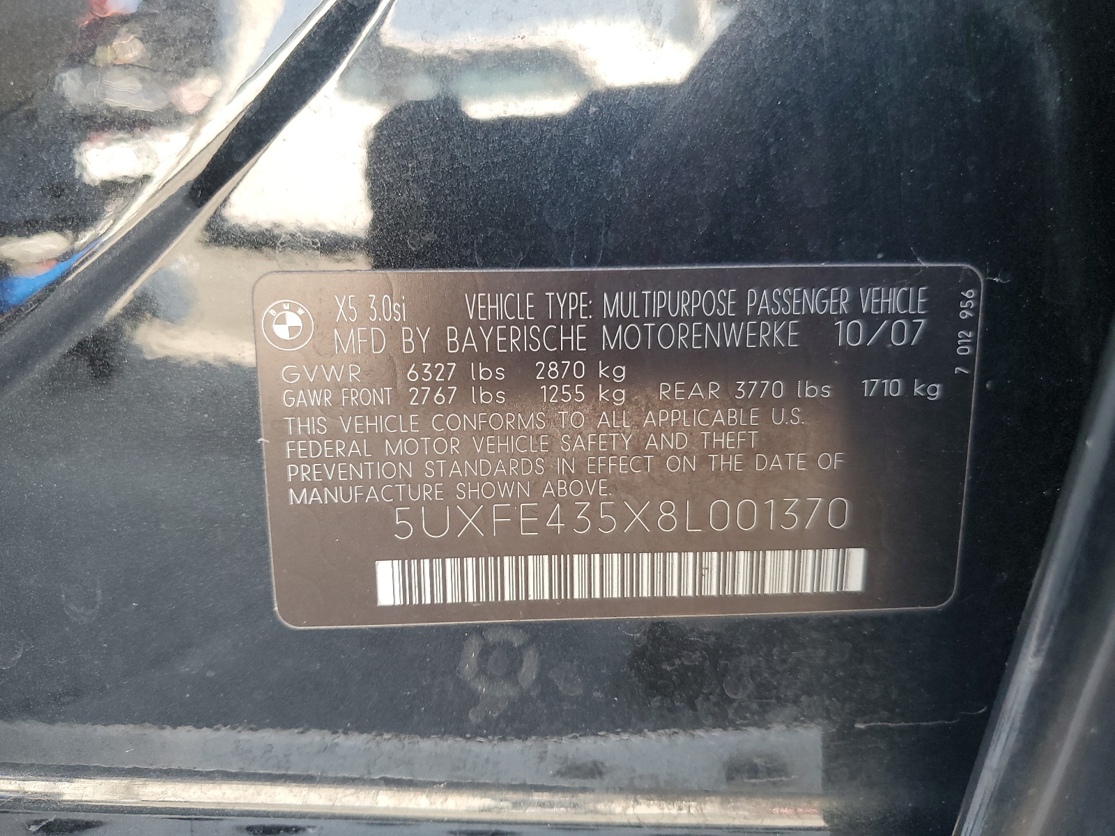 5UXFE435X8L001370 2008 BMW X5 3.0I