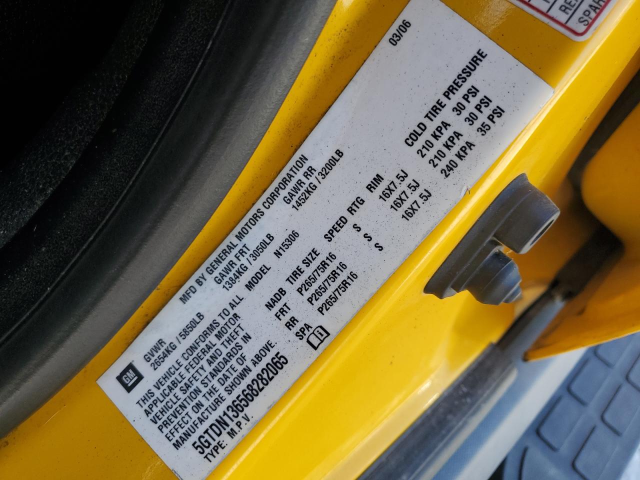 2006 Hummer H3 VIN: 5GTDN136568282065 Lot: 62420294