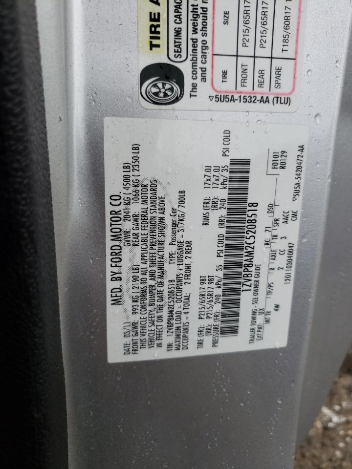 2012 Ford Mustang VIN: 1ZVBP8AM2C5208518 Lot: 62884514