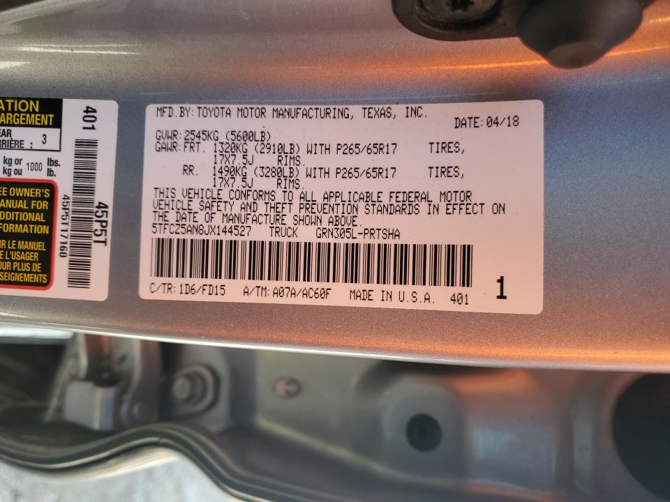 5TFCZ5AN8JX144527 2018 Toyota Tacoma Double Cab