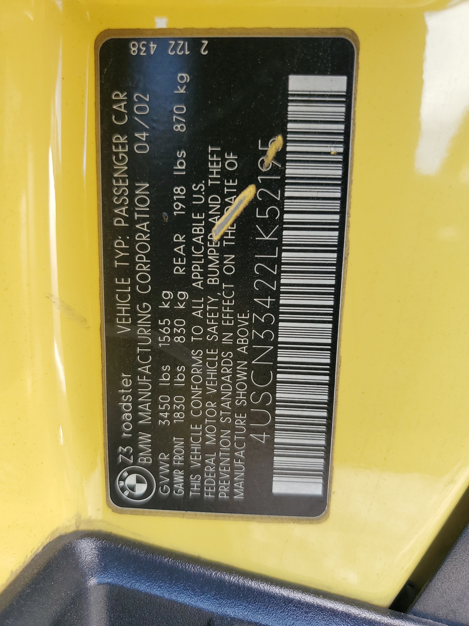 4USCN33422LK52195 2002 BMW Z3 2.5