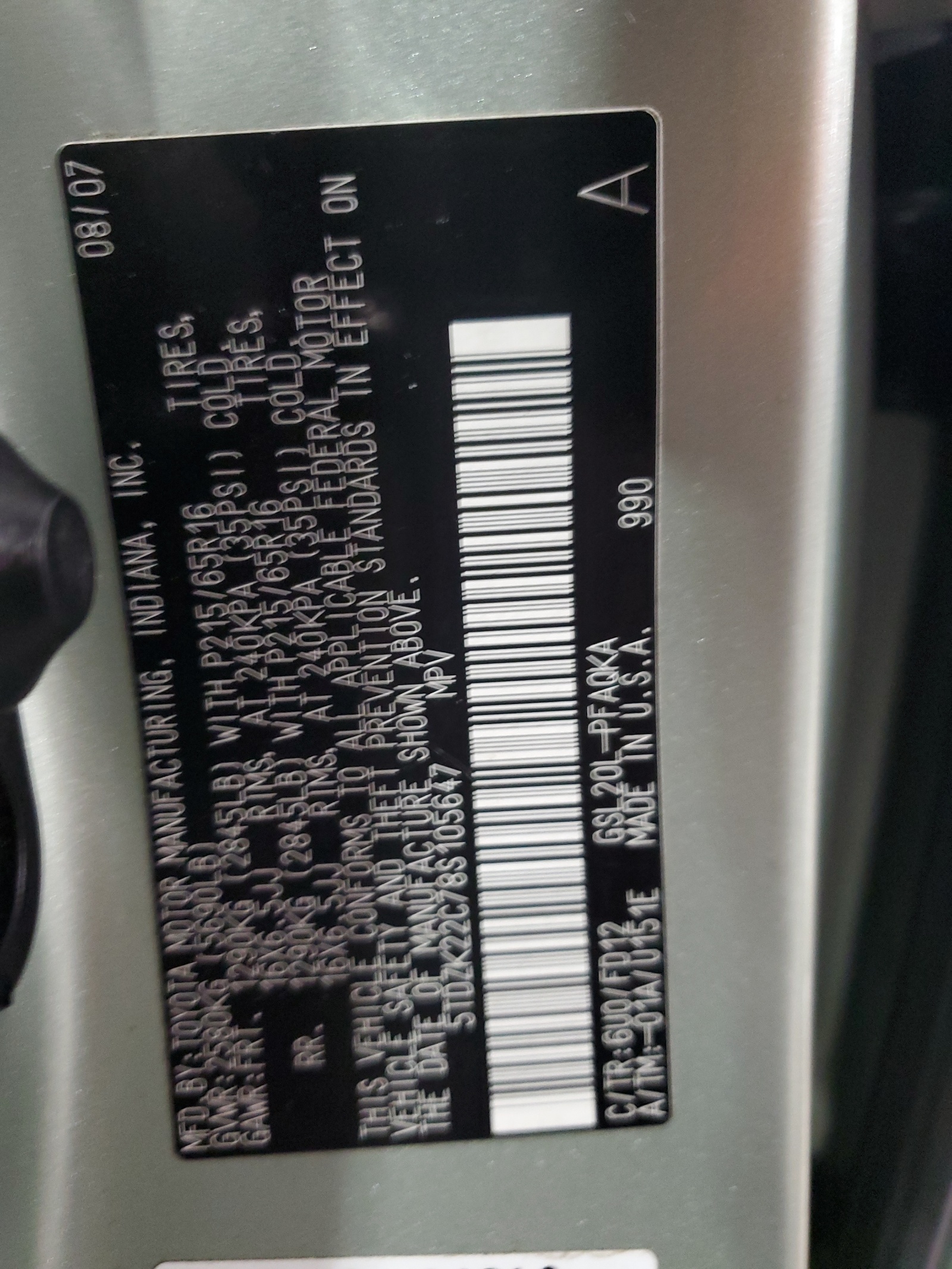 5TDZK22C78S105647 2008 Toyota Sienna Xle