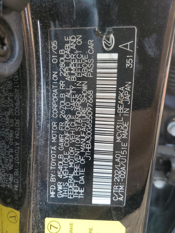 2005 Lexus Es 330 VIN: JTHBA30G655097668 Lot: 63049364