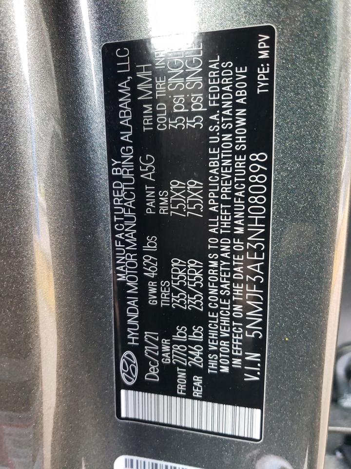 2022 Hyundai Tucson Sel VIN: 5NMJF3AE3NH080898 Lot: 65466324