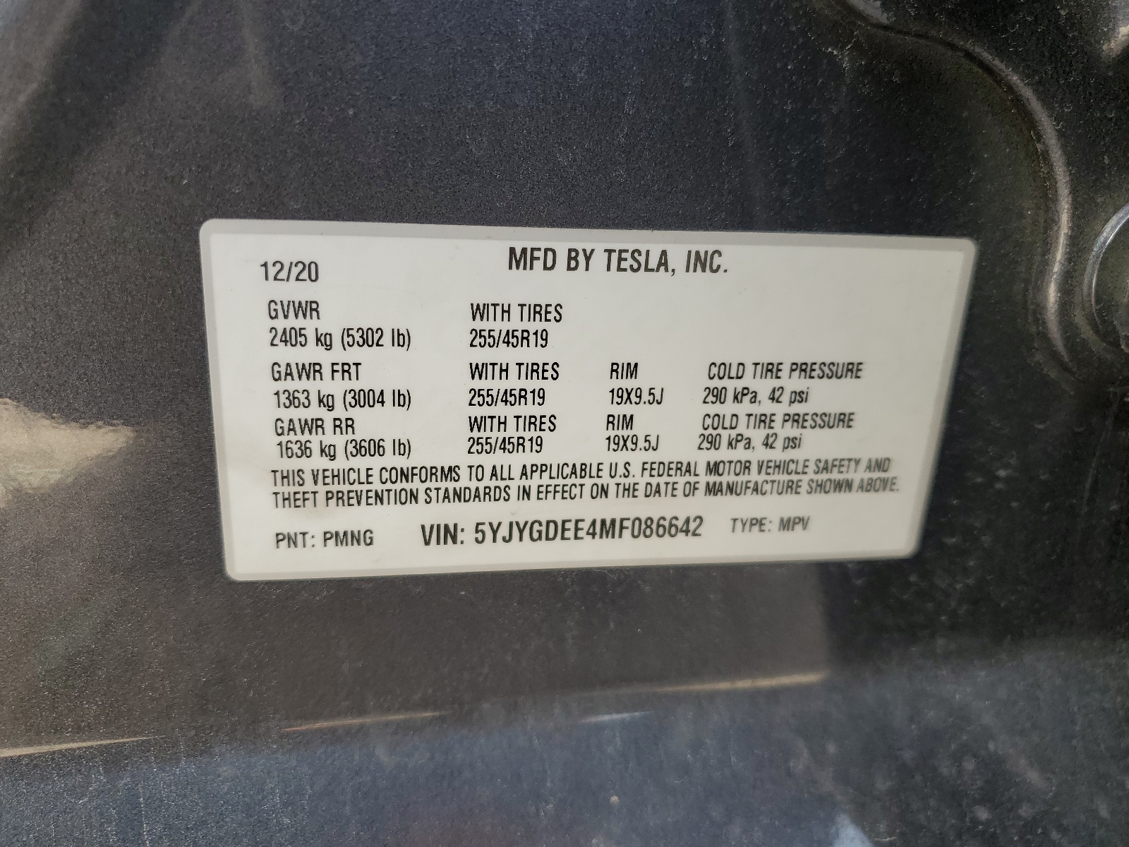 5YJYGDEE4MF086642 2021 Tesla Model Y