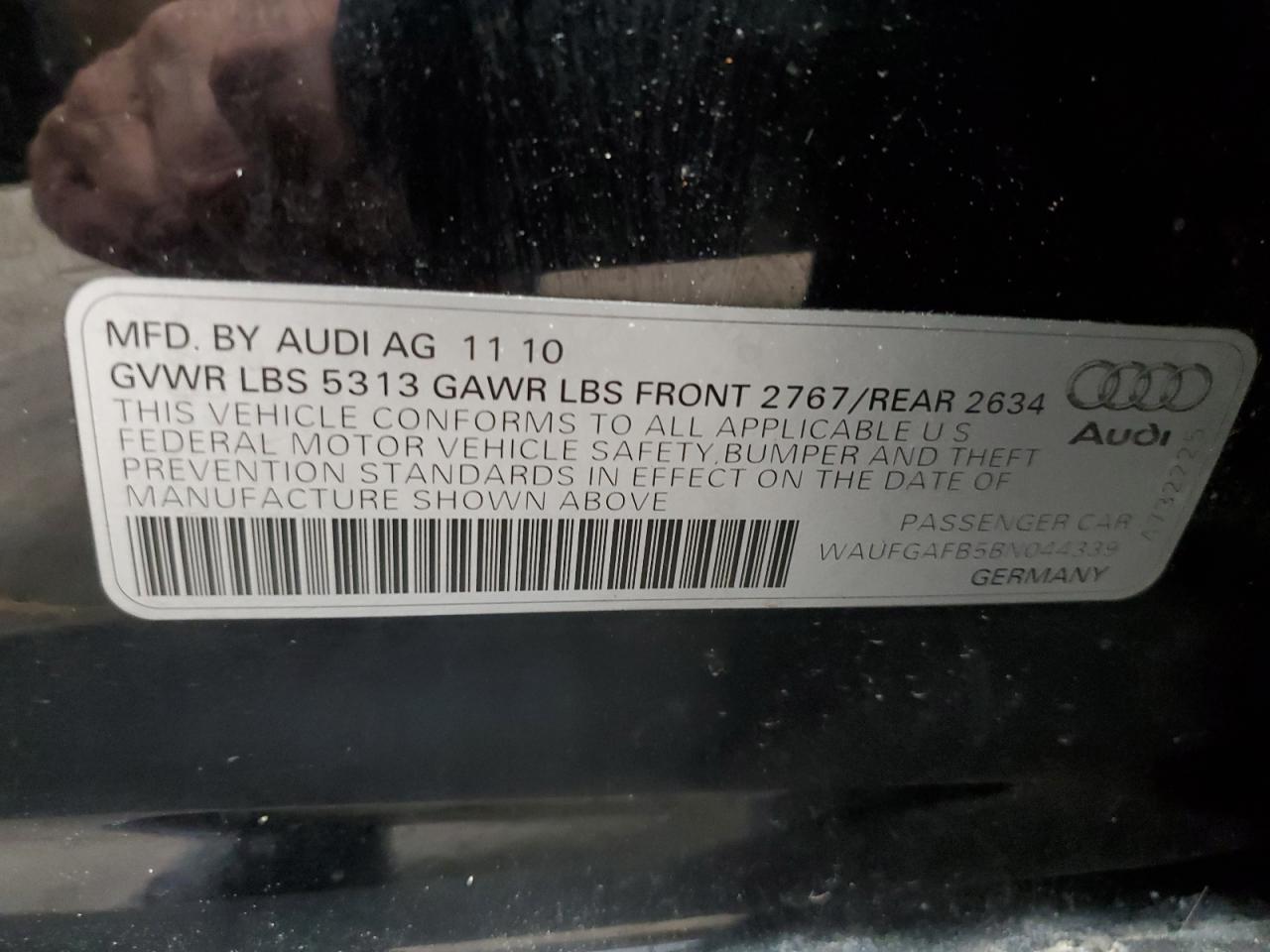 2011 Audi A6 Premium Plus VIN: WAUFGAFB5BN044339 Lot: 62897824