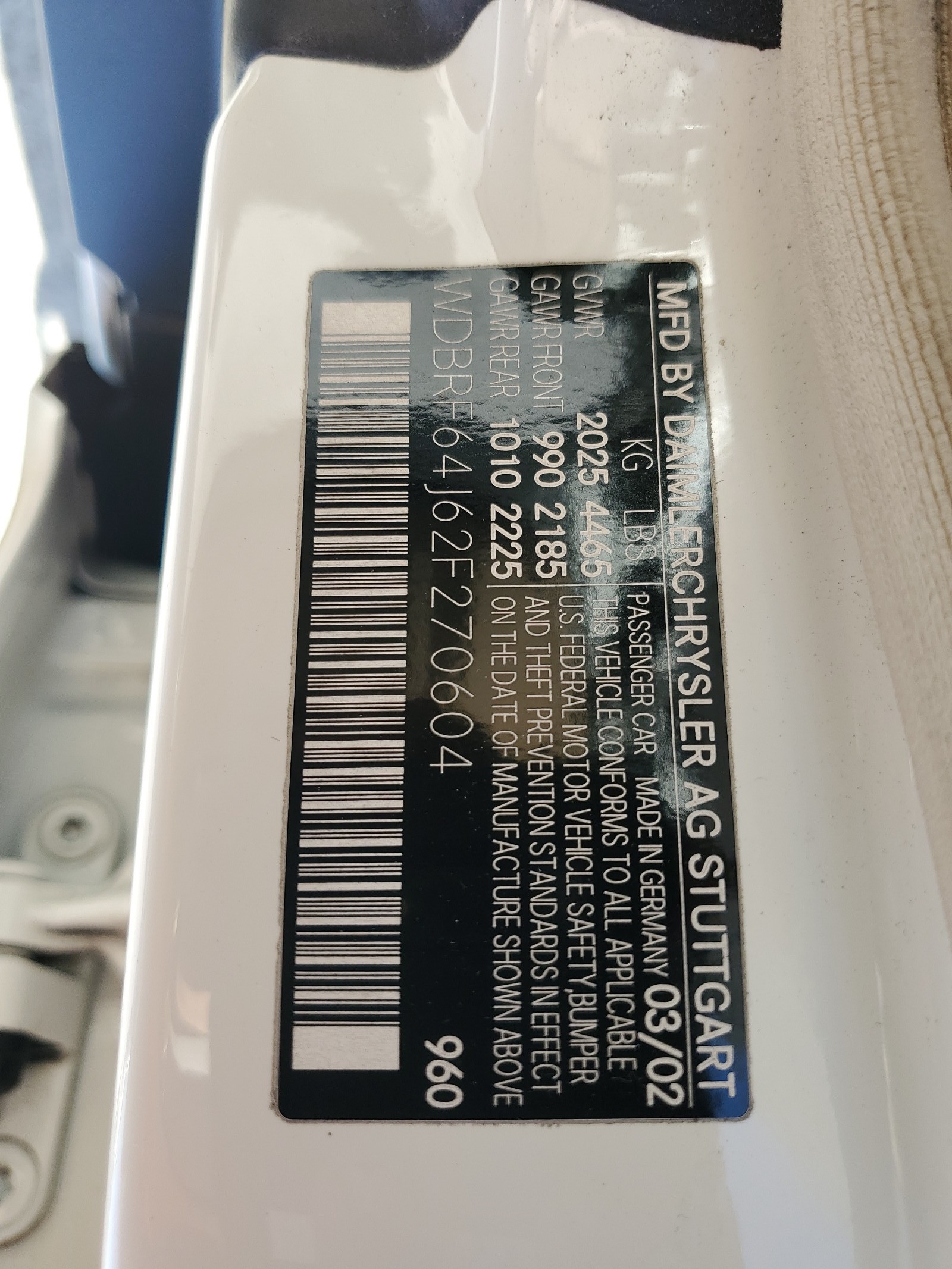 WDBRF64J62F270604 2002 Mercedes-Benz C 320