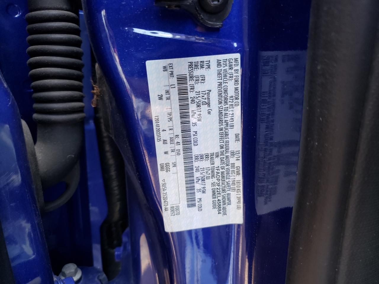 2014 Ford Focus Se VIN: 1FADP3F22EL458884 Lot: 63273564