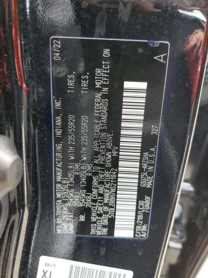 2022 Toyota Highlander Xse VIN: 5TDLZRBH7NS211842 Lot: 64122644