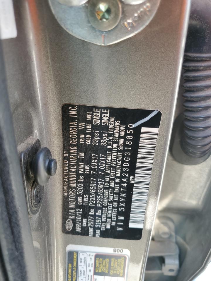 2013 Kia Sorento Lx VIN: 5XYKT4A23DG318850 Lot: 63358094