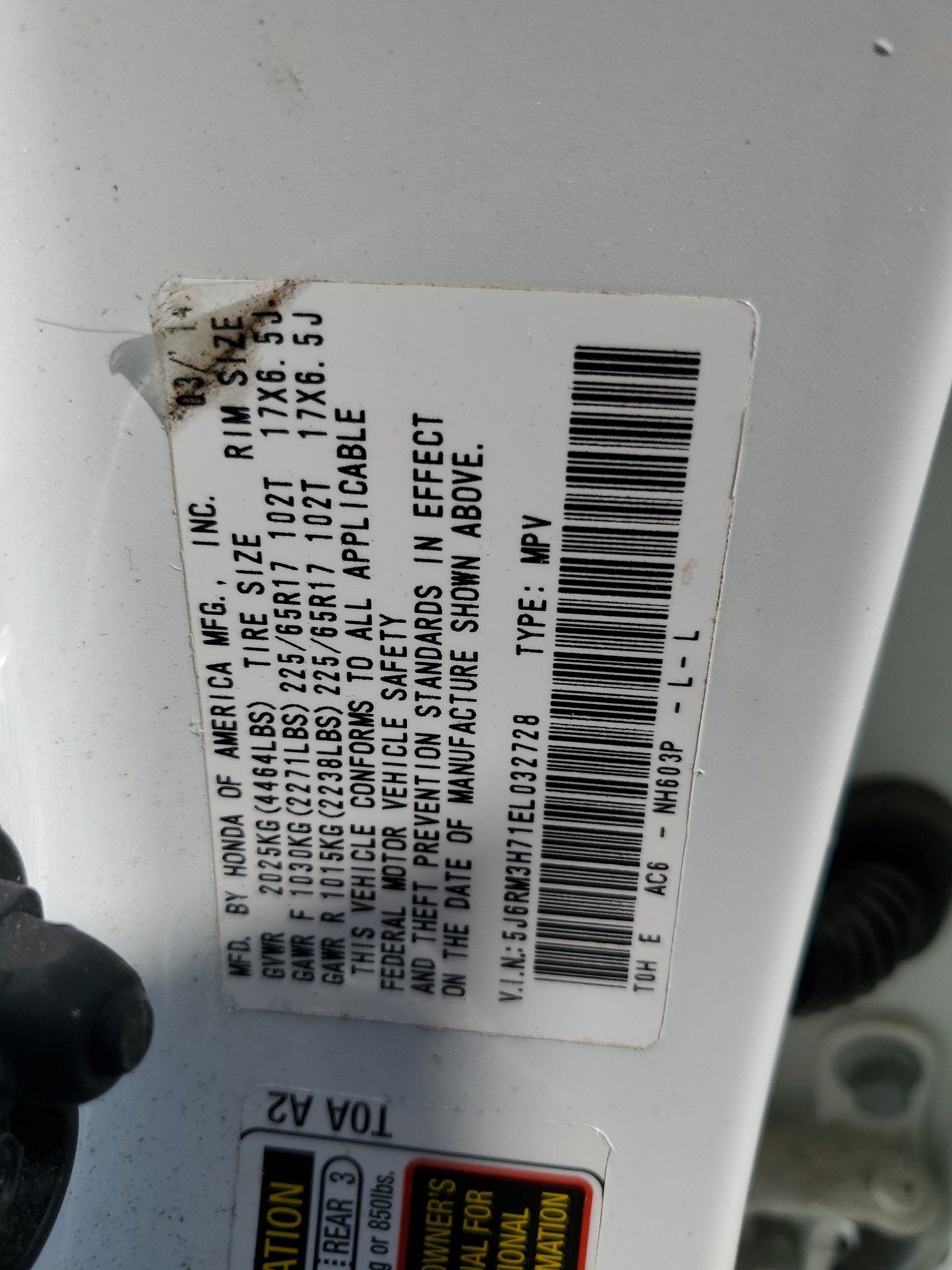 5J6RM3H71EL032728 2014 Honda Cr-V Exl