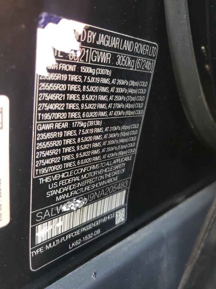 2022 Land Rover Range Rover Sport Hse Silver Edition VIN: SALWR2SU9NA205483 Lot: 63068424