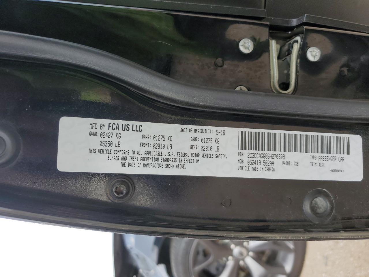 2016 Chrysler 300 S VIN: 2C3CCAGG8GH270309 Lot: 63959414