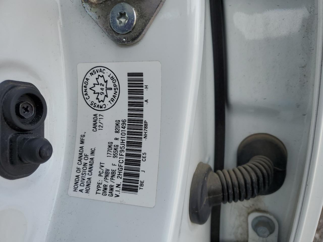 2018 Honda Civic Touring VIN: 2HGFC1F95JH101496 Lot: 62074974