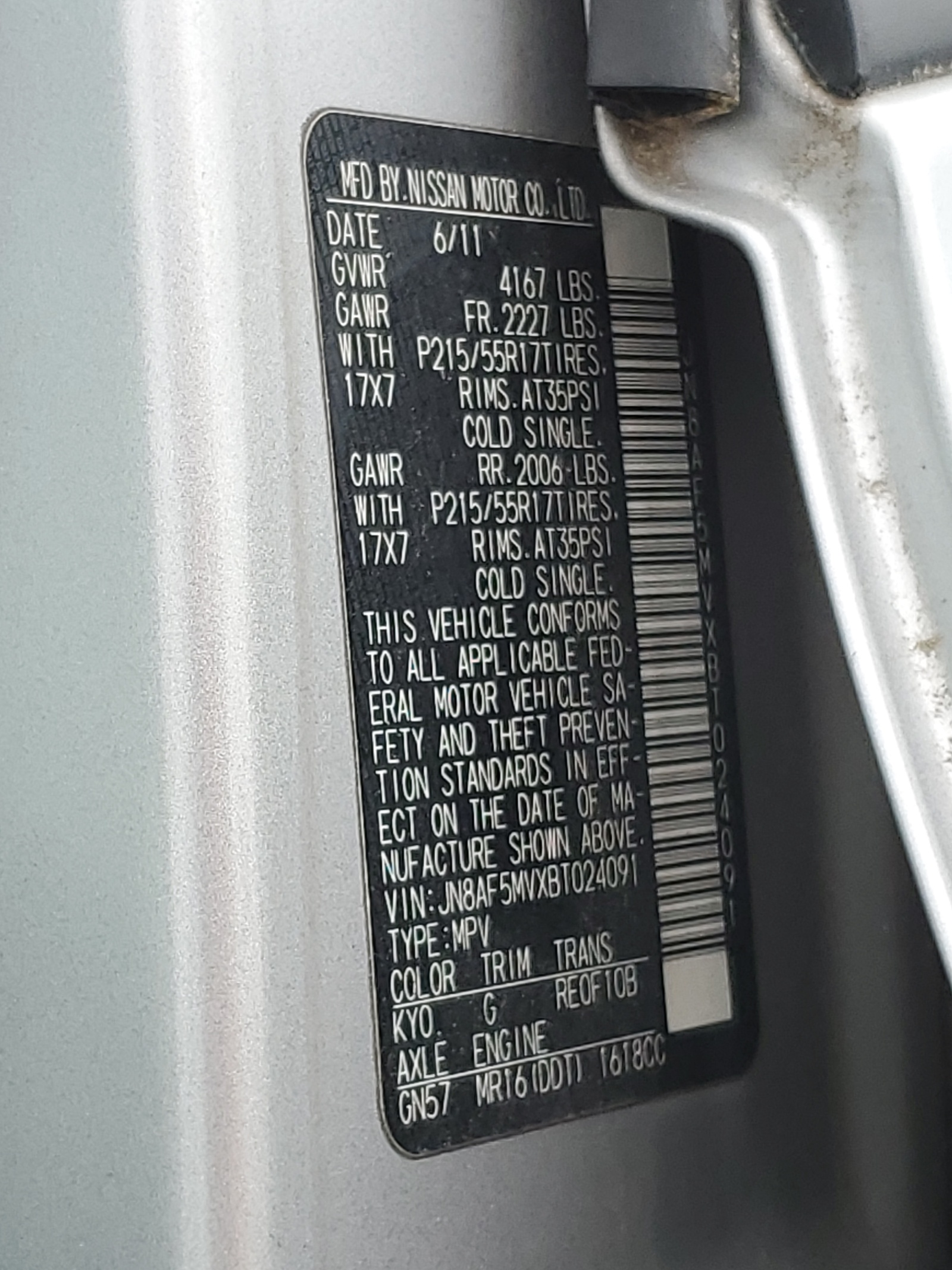 JN8AF5MVXBT024091 2011 Nissan Juke S