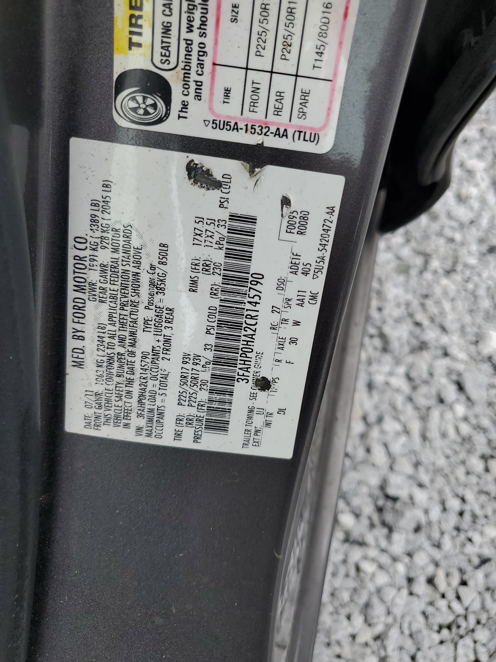 3FAHP0HA2CR145790 2012 Ford Fusion Se