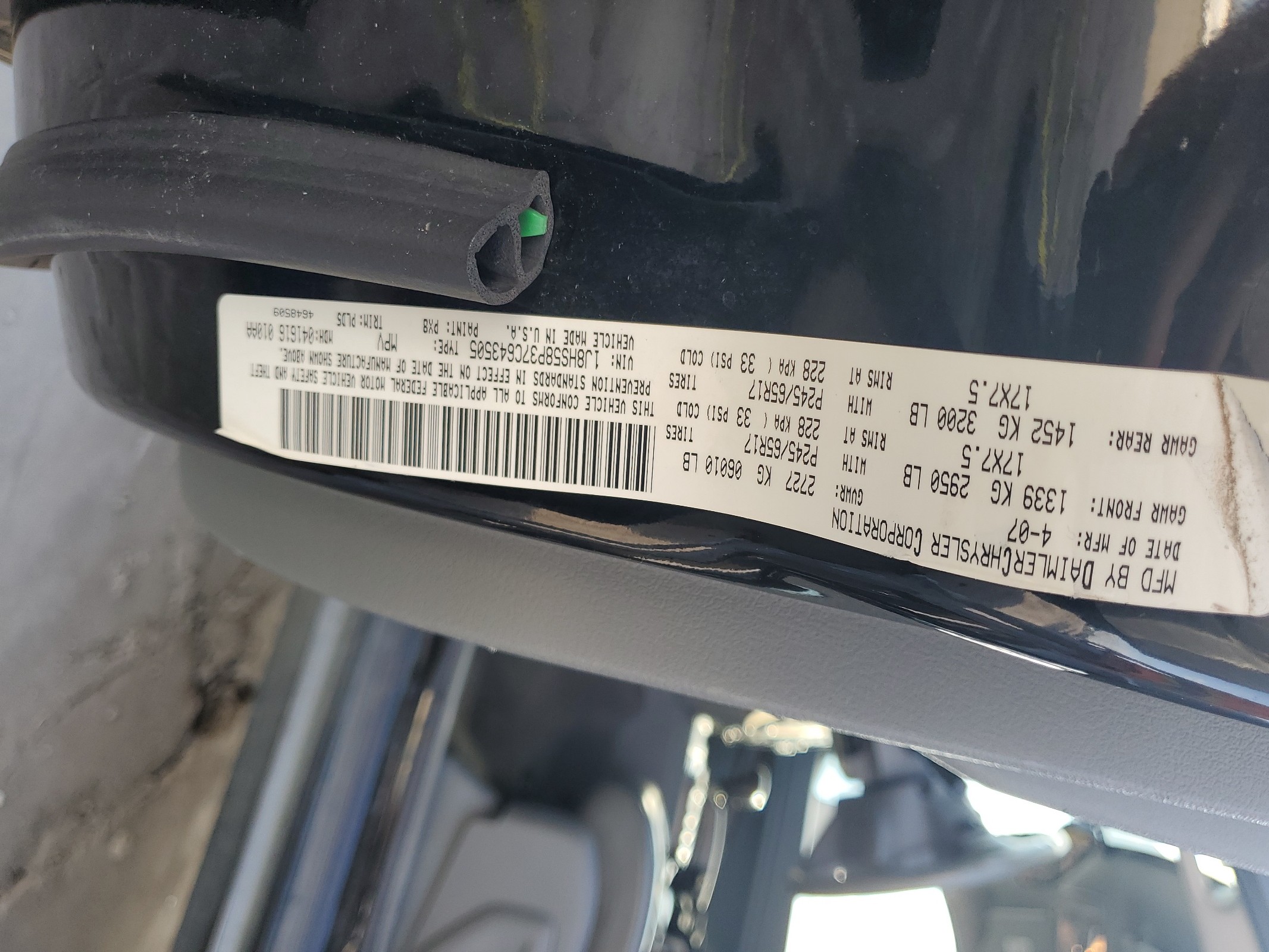 1J8HS58P37C643505 2007 Jeep Grand Cherokee Limited