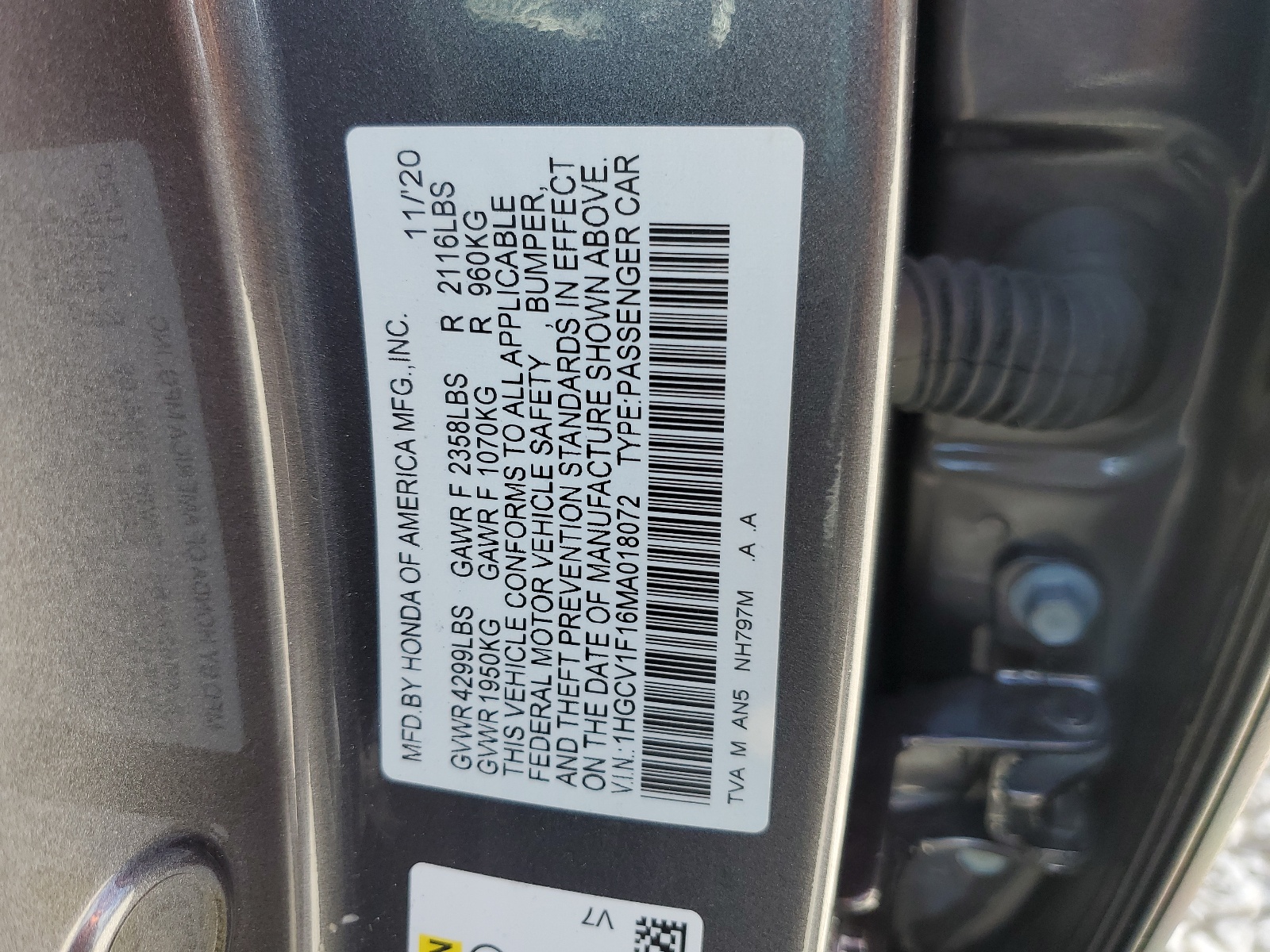 1HGCV1F16MA018072 2021 Honda Accord Lx