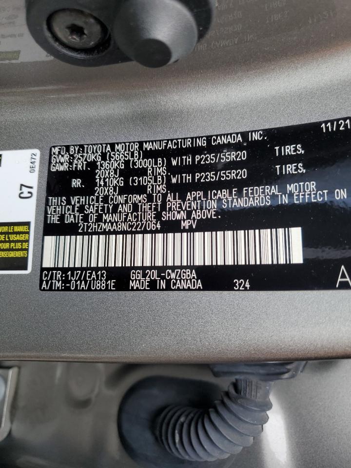 2022 Lexus Rx 350 VIN: 2T2HZMAA8NC227064 Lot: 63975254