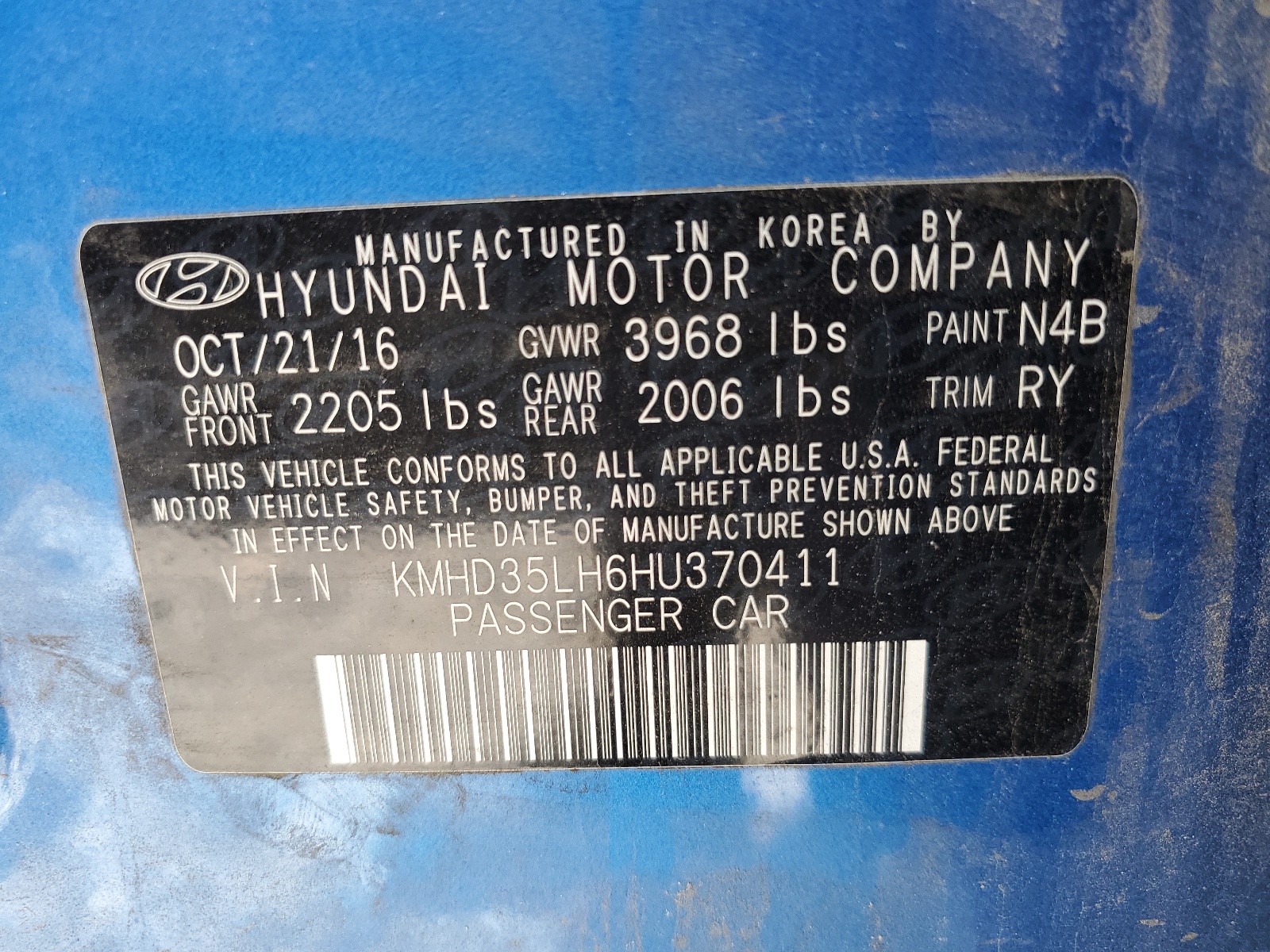 KMHD35LH6HU370411 2017 Hyundai Elantra Gt