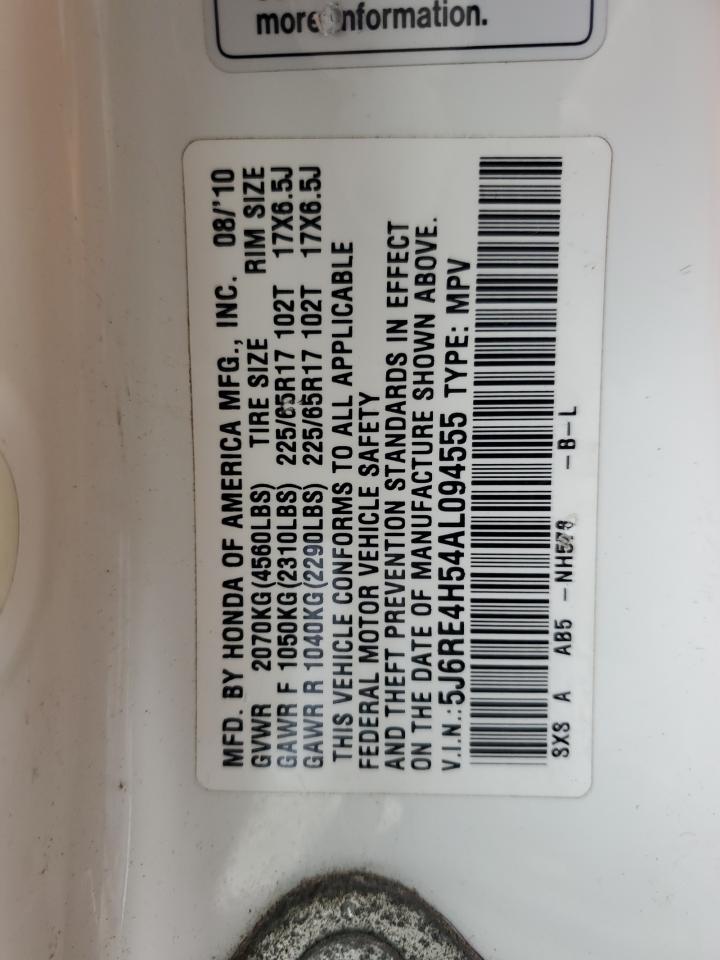 2010 Honda Cr-V Ex VIN: 5J6RE4H54AL094555 Lot: 63016324