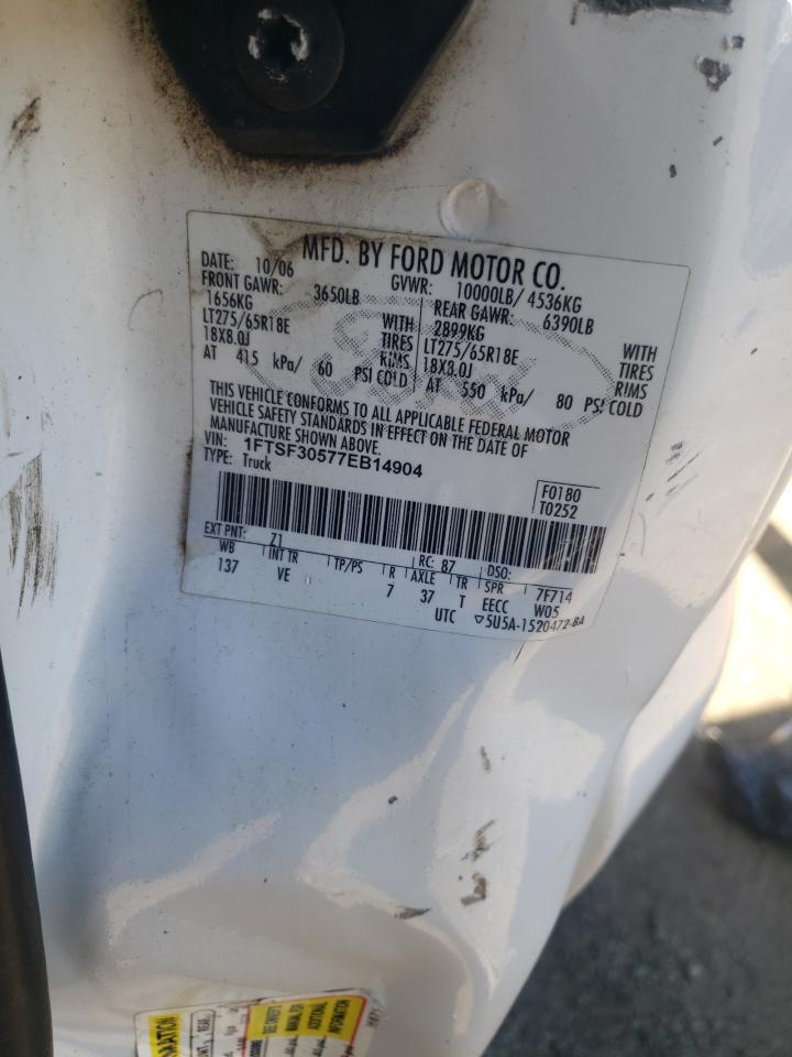 2007 Ford F350 Srw Super Duty VIN: 1FTSF30577EB14904 Lot: 61130144