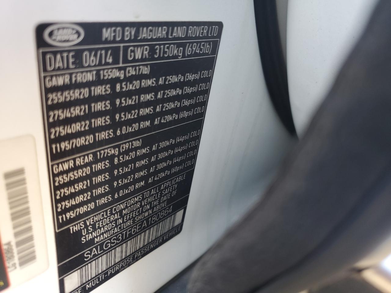 2014 Land Rover Range Rover Supercharged VIN: SALGS3TF6EA180864 Lot: 63890394